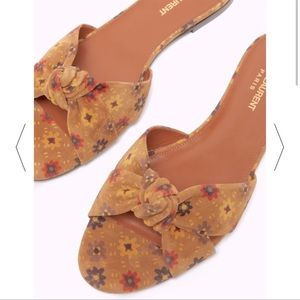 NEW in box. Saint Laurent YSL suede floral fall brown bow knot sandals